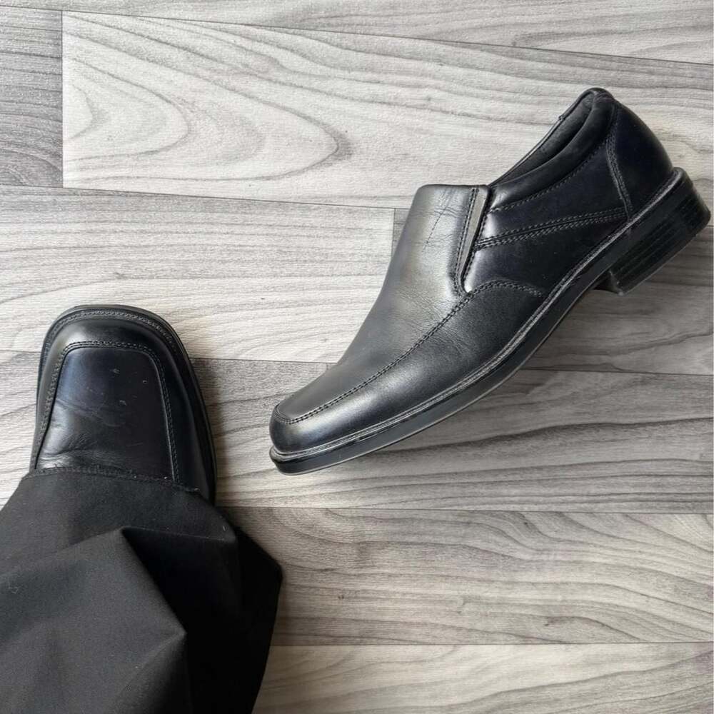 Dockers Y2K Black Leather Square Toe Slip On Dress Shoes